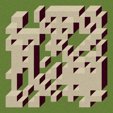 Soyut geometrik arkaplan. Edward Zajecs 2. Cubo 'nun 1971' deki uygulaması. Esasen 8 taştan oluşan bir Truchet fayans seti ve yerleştirme sanatı illüstrasyonu için kurallar 