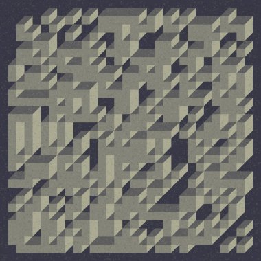 Soyut geometrik arkaplan. Edward Zajecs 2. Cubo 'nun 1971' deki uygulaması. Esasen 8 taştan oluşan bir Truchet fayans seti ve yerleştirme sanatı illüstrasyonu için kurallar 