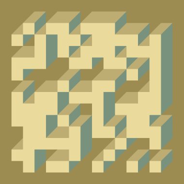 Soyut geometrik arkaplan. Edward Zajecs 2. Cubo 'nun 1971' deki uygulaması. Esasen 8 taştan oluşan bir Truchet fayans seti ve yerleştirme sanatı illüstrasyonu için kurallar 