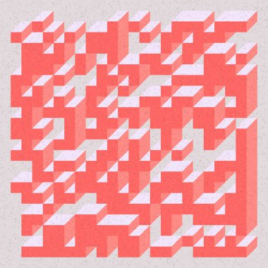 Soyut geometrik arkaplan. Edward Zajecs 2. Cubo 'nun 1971' deki uygulaması. Esasen 8 taştan oluşan bir Truchet fayans seti ve yerleştirme sanatı illüstrasyonu için kurallar 