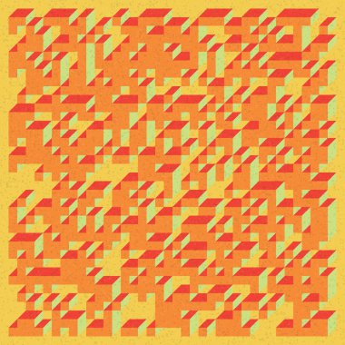 Soyut geometrik arkaplan. Edward Zajecs 2. Cubo 'nun 1971' deki uygulaması. Esasen 8 taştan oluşan bir Truchet fayans seti ve yerleştirme sanatı illüstrasyonu için kurallar 