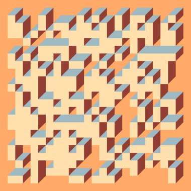 Soyut geometrik arkaplan. Edward Zajecs 2. Cubo 'nun 1971' deki uygulaması. Esasen 8 taştan oluşan bir Truchet fayans seti ve yerleştirme sanatı illüstrasyonu için kurallar 