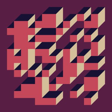 Soyut geometrik arkaplan. Edward Zajecs 2. Cubo 'nun 1971' deki uygulaması. Esasen 8 taştan oluşan bir Truchet fayans seti ve yerleştirme sanatı illüstrasyonu için kurallar 