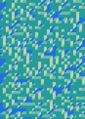 Soyut geometrik arkaplan. Edward Zajecs 2. Cubo 'nun 1971' deki uygulaması. Esasen 8 taştan oluşan bir Truchet fayans seti ve yerleştirme sanatı illüstrasyonu için kurallar 