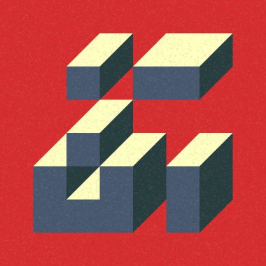 Soyut geometrik arkaplan. Edward Zajecs 2. Cubo 'nun 1971' deki uygulaması. Esasen 8 taştan oluşan bir Truchet fayans seti ve yerleştirme sanatı illüstrasyonu için kurallar 