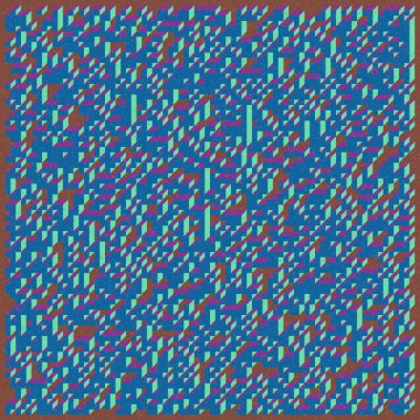 Soyut geometrik arkaplan. Edward Zajecs 2. Cubo 'nun 1971' deki uygulaması. Esasen 8 taştan oluşan bir Truchet fayans seti ve yerleştirme sanatı illüstrasyonu için kurallar 