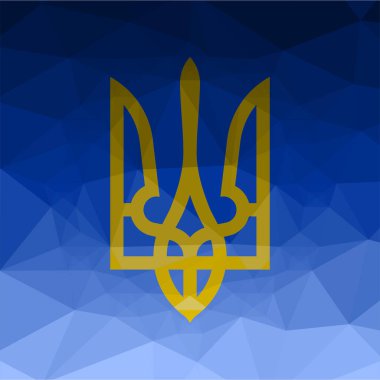 Soyut trianglifi arka planında Ukrayna arması