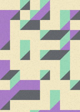 Soyut geometrik arkaplan. Edward Zajecs 2. Cubo 'nun 1971' deki uygulaması. Esasen 8 taştan oluşan bir Truchet fayans seti ve yerleştirme sanatı illüstrasyonu için kurallar 