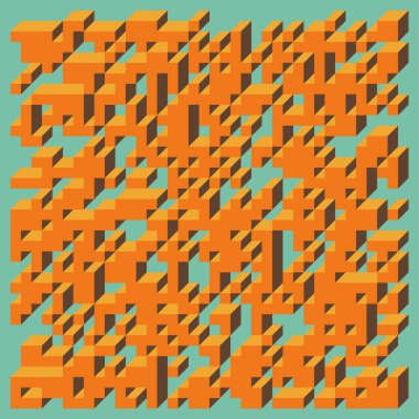 Soyut geometrik arkaplan. Edward Zajecs 2. Cubo 'nun 1971' deki uygulaması. Esasen 8 taştan oluşan bir Truchet fayans seti ve yerleştirme sanatı illüstrasyonu için kurallar 