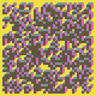 Soyut geometrik arkaplan. Edward Zajecs 2. Cubo 'nun 1971' deki uygulaması. Esasen 8 taştan oluşan bir Truchet fayans seti ve yerleştirme sanatı illüstrasyonu için kurallar 