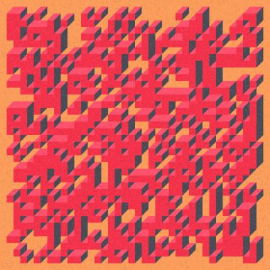 Soyut geometrik arkaplan. Edward Zajecs 2. Cubo 'nun 1971' deki uygulaması. Esasen 8 taştan oluşan bir Truchet fayans seti ve yerleştirme sanatı illüstrasyonu için kurallar 