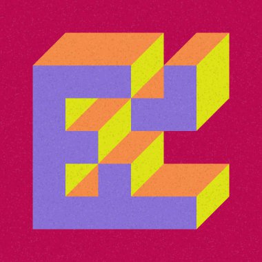 Soyut geometrik arkaplan. Edward Zajecs 2. Cubo 'nun 1971' deki uygulaması. Esasen 8 taştan oluşan bir Truchet fayans seti ve yerleştirme sanatı illüstrasyonu için kurallar 