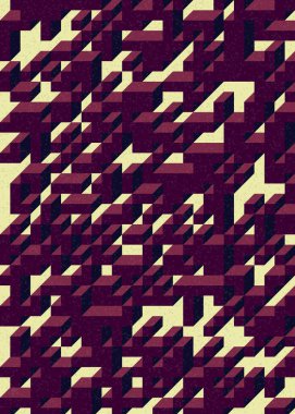 Soyut geometrik arkaplan. Edward Zajecs 2. Cubo 'nun 1971' deki uygulaması. Esasen 8 taştan oluşan bir Truchet fayans seti ve yerleştirme sanatı illüstrasyonu için kurallar 