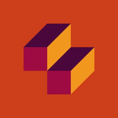 Soyut geometrik arkaplan. Edward Zajecs 2. Cubo 'nun 1971' deki uygulaması. Esasen 8 taştan oluşan bir Truchet fayans seti ve yerleştirme sanatı illüstrasyonu için kurallar 