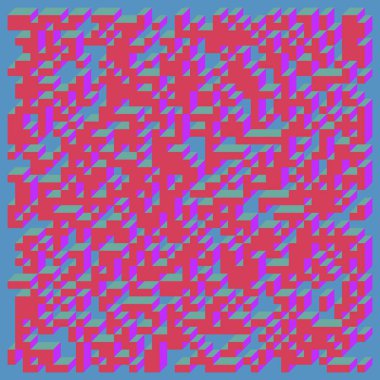 Soyut geometrik arkaplan. Edward Zajecs 2. Cubo 'nun 1971' deki uygulaması. Esasen 8 taştan oluşan bir Truchet fayans seti ve yerleştirme sanatı illüstrasyonu için kurallar 