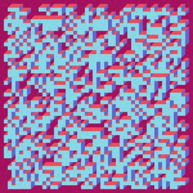 Soyut geometrik arkaplan. Edward Zajecs 2. Cubo 'nun 1971' deki uygulaması. Esasen 8 taştan oluşan bir Truchet fayans seti ve yerleştirme sanatı illüstrasyonu için kurallar 