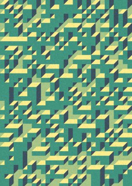 Soyut geometrik arkaplan. Edward Zajecs 2. Cubo 'nun 1971' deki uygulaması. Esasen 8 taştan oluşan bir Truchet fayans seti ve yerleştirme sanatı illüstrasyonu için kurallar 