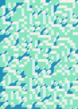 Soyut geometrik arkaplan. Edward Zajecs 2. Cubo 'nun 1971' deki uygulaması. Esasen 8 taştan oluşan bir Truchet fayans seti ve yerleştirme sanatı illüstrasyonu için kurallar 