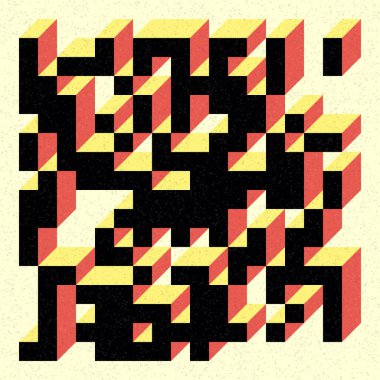 Soyut geometrik arkaplan. Edward Zajecs 2. Cubo 'nun 1971' deki uygulaması. Esasen 8 taştan oluşan bir Truchet fayans seti ve yerleştirme sanatı illüstrasyonu için kurallar 