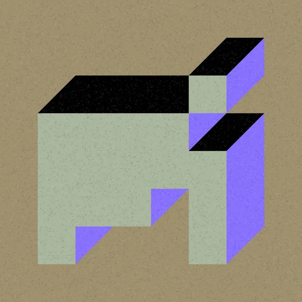 Edward Zajecs 2. Cubo 'nun 1971' deki uygulaması. Esasen 8 taştan oluşan bir Truchet fayans seti ve yerleştirme sanatı illüstrasyonu için kurallar  