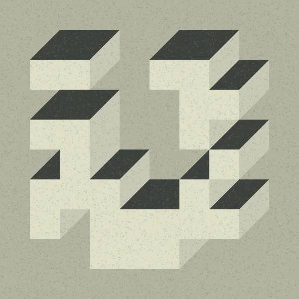 Soyut geometrik arkaplan. Edward Zajecs 2. Cubo 'nun 1971' deki uygulaması. Esasen 8 taştan oluşan bir Truchet fayans seti ve yerleştirme sanatı illüstrasyonu için kurallar 