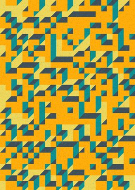 Soyut geometrik arkaplan. Edward Zajecs 2. Cubo 'nun 1971' deki uygulaması. Esasen 8 taştan oluşan bir Truchet fayans seti ve yerleştirme sanatı illüstrasyonu için kurallar 