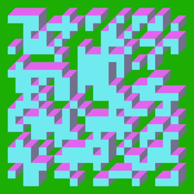 Edward Zajecs 2. Cubo 'nun 1971' deki uygulaması. Esasen 8 taştan oluşan bir Truchet fayans seti ve yerleştirme sanatı illüstrasyonu için kurallar  