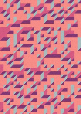 Soyut geometrik arkaplan. Edward Zajecs 2. Cubo 'nun 1971' deki uygulaması. Esasen 8 taştan oluşan bir Truchet fayans seti ve yerleştirme sanatı illüstrasyonu için kurallar 