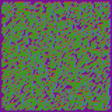 Edward Zajec 'in 1971' deki Il Cubo 'sunun uygulanması. Esasen 8 taştan oluşan bir Truchet fayans seti ve yerleştirme sanatı illüstrasyonu için kurallar