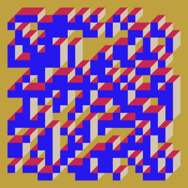 Soyut geometrik arkaplan. Edward Zajecs 2. Cubo 'nun 1971' deki uygulaması. Esasen 8 taştan oluşan bir Truchet fayans seti ve yerleştirme sanatı illüstrasyonu için kurallar 