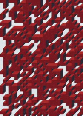 Soyut geometrik arkaplan. Edward Zajecs 2. Cubo 'nun 1971' deki uygulaması. Esasen 8 taştan oluşan bir Truchet fayans seti ve yerleştirme sanatı illüstrasyonu için kurallar 