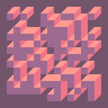 Soyut geometrik arkaplan. Edward Zajecs 2. Cubo 'nun 1971' deki uygulaması. Esasen 8 taştan oluşan bir Truchet fayans seti ve yerleştirme sanatı illüstrasyonu için kurallar 