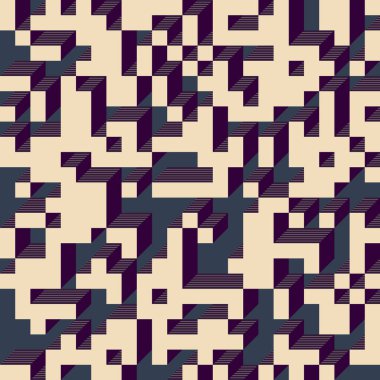 Soyut geometrik arkaplan. Edward Zajecs 2. Cubo 'nun 1971' deki uygulaması. Esasen 8 taştan oluşan bir Truchet fayans seti ve yerleştirme sanatı illüstrasyonu için kurallar 