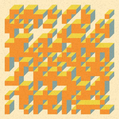 Soyut geometrik arkaplan. Edward Zajecs 2. Cubo 'nun 1971' deki uygulaması. Esasen 8 taştan oluşan bir Truchet fayans seti ve yerleştirme sanatı illüstrasyonu için kurallar 