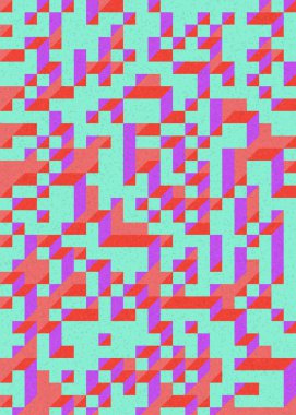 Edward Zajecs 2. Cubo 'nun 1971' deki uygulaması. Esasen 8 taştan oluşan bir Truchet fayans seti ve yerleştirme sanatı illüstrasyonu için kurallar  