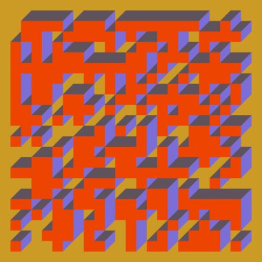 Soyut geometrik arkaplan. Edward Zajecs 2. Cubo 'nun 1971' deki uygulaması. Esasen 8 taştan oluşan bir Truchet fayans seti ve yerleştirme sanatı illüstrasyonu için kurallar 