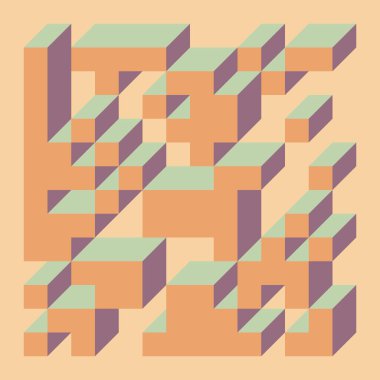 Soyut geometrik arkaplan. Edward Zajecs 2. Cubo 'nun 1971' deki uygulaması. Esasen 8 taştan oluşan bir Truchet fayans seti ve yerleştirme sanatı illüstrasyonu için kurallar 