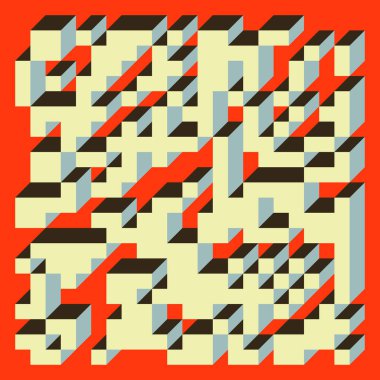 Edward Zajecs 2. Cubo 'nun 1971' deki uygulaması. Esasen 8 taştan oluşan bir Truchet fayans seti ve yerleştirme sanatı illüstrasyonu için kurallar  