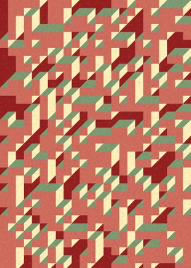 Soyut geometrik arkaplan. Edward Zajecs 2. Cubo 'nun 1971' deki uygulaması. Esasen 8 taştan oluşan bir Truchet fayans seti ve yerleştirme sanatı illüstrasyonu için kurallar 