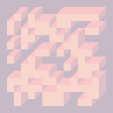 Soyut geometrik arkaplan. Edward Zajecs 2. Cubo 'nun 1971' deki uygulaması. Esasen 8 taştan oluşan bir Truchet fayans seti ve yerleştirme sanatı illüstrasyonu için kurallar 