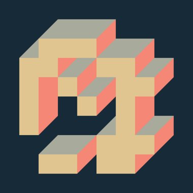 Edward Zajecs 2. Cubo 'nun 1971' deki uygulaması. Esasen 8 taştan oluşan bir Truchet fayans seti ve yerleştirme sanatı illüstrasyonu için kurallar  