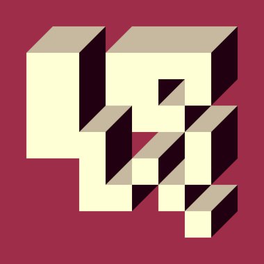 Soyut geometrik arkaplan. Edward Zajecs 2. Cubo 'nun 1971' deki uygulaması. Esasen 8 taştan oluşan bir Truchet fayans seti ve yerleştirme sanatı illüstrasyonu için kurallar 