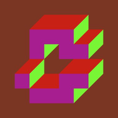 Soyut geometrik arkaplan. Edward Zajecs 2. Cubo 'nun 1971' deki uygulaması. Esasen 8 taştan oluşan bir Truchet fayans seti ve yerleştirme sanatı illüstrasyonu için kurallar 