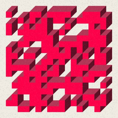 Soyut geometrik arkaplan. Edward Zajecs 2. Cubo 'nun 1971' deki uygulaması. Esasen 8 taştan oluşan bir Truchet fayans seti ve yerleştirme sanatı illüstrasyonu için kurallar 