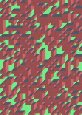 Soyut geometrik arkaplan. Edward Zajecs 2. Cubo 'nun 1971' deki uygulaması. Esasen 8 taştan oluşan bir Truchet fayans seti ve yerleştirme sanatı illüstrasyonu için kurallar 