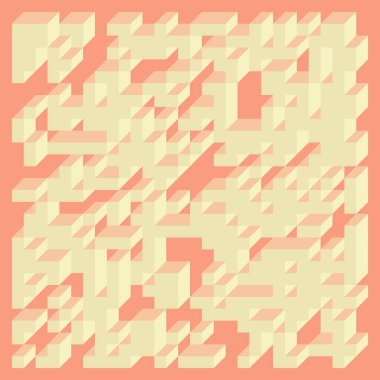 Soyut geometrik arkaplan. Edward Zajecs 2. Cubo 'nun 1971' deki uygulaması. Esasen 8 taştan oluşan bir Truchet fayans seti ve yerleştirme sanatı illüstrasyonu için kurallar 