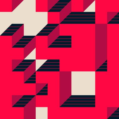 Soyut geometrik arkaplan. Edward Zajecs 2. Cubo 'nun 1971' deki uygulaması. Esasen 8 taştan oluşan bir Truchet fayans seti ve yerleştirme sanatı illüstrasyonu için kurallar 