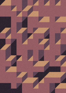 Soyut geometrik arkaplan. Edward Zajecs 2. Cubo 'nun 1971' deki uygulaması. Esasen 8 taştan oluşan bir Truchet fayans seti ve yerleştirme sanatı illüstrasyonu için kurallar 