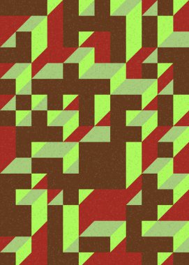 Soyut geometrik arkaplan. Edward Zajecs 2. Cubo 'nun 1971' deki uygulaması. Esasen 8 taştan oluşan bir Truchet fayans seti ve yerleştirme sanatı illüstrasyonu için kurallar 