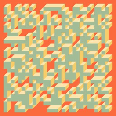 Edward Zajec 'in 1971' deki Il Cubo 'sunun uygulanması. Esasen 8 taştan oluşan bir Truchet fayans seti ve yerleştirme sanatı illüstrasyonu için kurallar